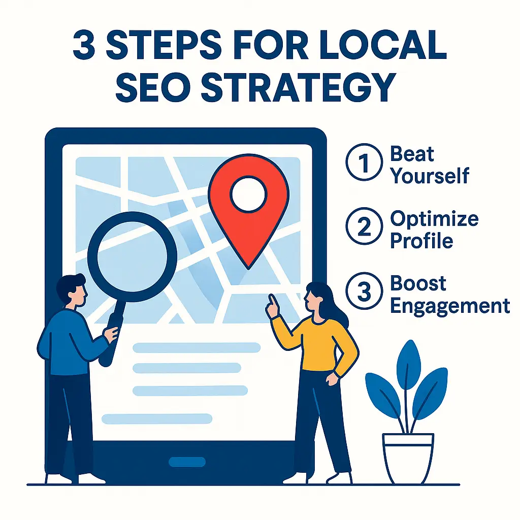 illustration showing local SEO strategy steps