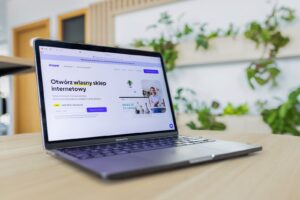 Owner building an email list for small business growth on a laptop